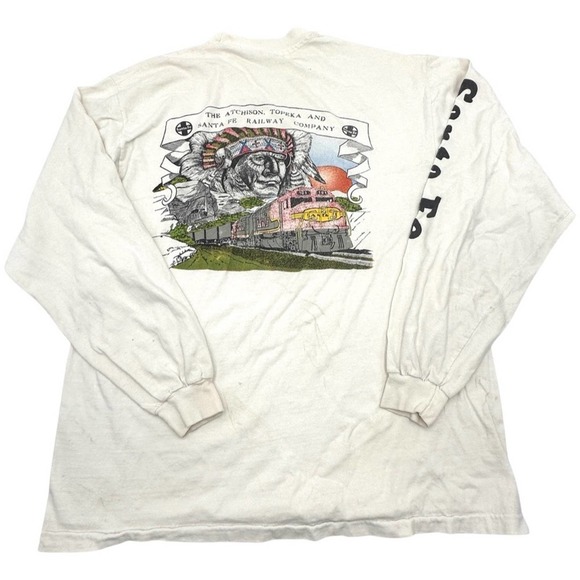 VINTAGE SINGLE STITCH men's THE ATCHISON SANTA FE RAILWAY CO t-shirt LARGE